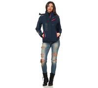 Geographical Norway Reine Lady - Women's Waterproof Outdoor Softshell Hooded Jacket - Windproof Jacket - Outdoor Activities Hiking Skiing Autumn Winter Spring (Marine-pink M)