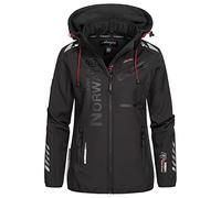 Geographical Norway Reine Lady - Women's Waterproof Outdoor Softshell Hooded Jacket - Windproof Jacket - Outdoor Activities Hiking Skiing Autumn Winter Spring (Black-black L)