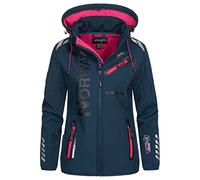 Geographical Norway Reine Lady - Women's Waterproof Outdoor Softshell Hooded Jacket - Windproof Jacket - Outdoor Activities Hiking Skiing Autumn Winter Spring (Marine-pink XL)