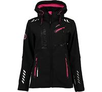 Geographical Norway Reine Lady - Women's Waterproof Outdoor Softshell Hooded Jacket - Windproof Jacket - Outdoor Activities Hiking Skiing Autumn Winter Spring (Black-pink XL)