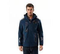 Geographical Norway Royaudb Men Dsitribrands Production Softshell Jacket with Hood Waterproof Outdoor Tactical Windbreaker Coat for Hiking Ski Autumn Winter Spring (Navy Black M)