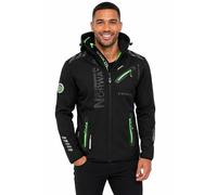 Geographical Norway Royaudb Men Dsitribrands Production Softshell Jacket with Hood Waterproof Outdoor Tactical Windbreaker Coat for Hiking Ski Autumn Winter Spring (Black Green XXL)