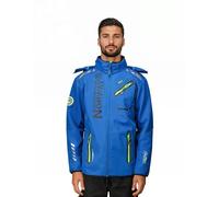 Geographical Norway Royaudb Men Dsitribrands Production Softshell Jacket with Hood Waterproof Outdoor Tactical Windbreaker Coat for Hiking Ski Autumn Winter Spring (Royal Blue Green XXL)