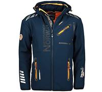 Geographical Norway Royaute Men Distribrands - Men's Waterproof Softshell Jacket - Breathable Outdoor Hooded Jacket - Tactical Winter Resistant Windbreaker (Navy_Orange 3XL)