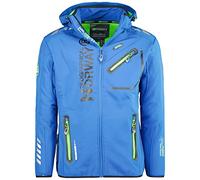 Geographical Norway Royaute Men Distribrands - Men's Waterproof Softshell Jacket - Breathable Outdoor Hooded Jacket - Tactical Winter Resistant Windbreaker (Royal_blue_Green M)