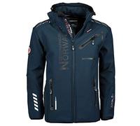 Geographical Norway Royaute Men Distribrands - Men's Waterproof Softshell Jacket - Breathable Outdoor Hooded Jacket - Tactical Winter Resistant Windbreaker (Navy_Black 4XL)
