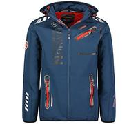 Geographical Norway Royaute Men, Hooded Softshell Jacket, Waterproof Outdoor Coat, Tactical Windbreaker, Resistant, Hiking, Ski Autumn, Winter, Spring, Navy Red, S