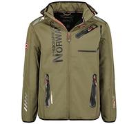 Geographical Norway Royaute Men, Hooded Softshell Jacket, Waterproof Outdoor Coat, Tactical Windbreaker, Resistant, Hiking, Ski Autumn, Winter, Spring, Khaki black, XXL