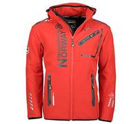 Geographical Norway Royaute Men - Men's Waterproof Softshell Hooded Jacket - Comfortable Outdoor Jacket Tactical Windbreaker - Hiking Skiing Autumn Winter Spring (Red-black S)