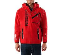 Geographical Norway Royaute Men - Men's Waterproof Softshell Hooded Jacket - Comfortable Outdoor Jacket Tactical Windbreaker - Hiking Skiing Autumn Winter Spring (Red-black XXL)