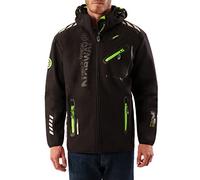 Geographical Norway Royaute Men - Men's Waterproof Softshell Jacket - Outdoor Hooded Jacket - Winter Resistant Tactical Windbreaker Jacket - Outdoor Activities (Black/Green M)