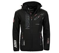 Geographical Norway ROYAUTE Men's Softshell Jacket, Men's Waterproof Jacket with Hood, Outdoor Wind Jacket, Tactical Jacket, Branding Production, black/black, M