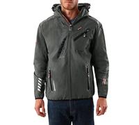 Geographical Norway Royaute Men - Men's Waterproof Softshell Jacket - Breathable Outdoor Hooded Jacket - Winter Resistant Tactical Windbreaker - Ideal Outdoor Activities (Dark Grey/Black L)