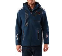Geographical Norway Royaute Men - Men's Waterproof Softshell Hooded Jacket - Comfortable Outdoor Jacket Tactical Windbreaker - Hiking Skiing Autumn Winter Spring (Marine-black M)