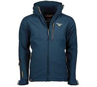 Geographical Norway Taboo Men - Men's Waterproof Softshell Hooded Jacket - Comfortable Outdoor Jacket Tactical Windbreaker - Hiking Skiing Autumn Winter Spring (Marine blue 3XL)