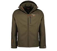 Geographical Norway Taboo Men - Softshell Jacket Mens Waterproof Hooded UK - Comfortable Outdoor Coat Tactical Windbreaker - Hiking Skiing Autumn Winter Spring (Khaki XL)