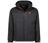 Geographical Norway Taboo Men - Softshell Jacket Mens Waterproof Hooded UK - Comfortable Outdoor Coat Tactical Windbreaker - Hiking Skiing Autumn Winter Spring (Dark Grey XL)
