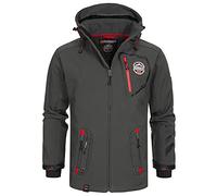 Geographical Norway Tacebook Men - Softshell Jacket Mens Waterproof Hooded UK - Comfortable Outdoor Coat Tactical Windbreaker - Hiking Skiing Autumn Winter Spring (Dark Grey XXL)