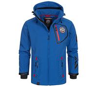 Geographical Norway Tacebook Men - Softshell Jacket Mens Waterproof Hooded UK - Comfortable Outdoor Coat Tactical Windbreaker - Hiking Skiing Autumn Winter Spring (Royal Blue L)