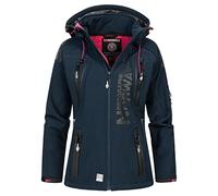Geographical Norway Tislande Lady - Women's Outdoor Waterproof Softshell Hooded Jacket - Windproof Jacket - Outdoor Activities Hiking Skiing Autumn Winter Spring (Marine-pink XL)