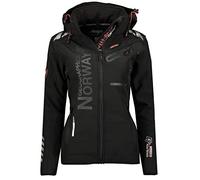 Geographical Norway Women’s Softshell Functional Outdoor Jacket, Rain Jacket, Sports Jacket, black/black, L