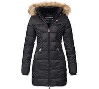 Geographical Norway Women's Quilted Jacket Winter Parka Jacket Abby Hood - Black, M