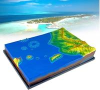 Geography Landform Model for Educational Use, Island Genesis Geology Demonstration Tool, 57x42x10cm, Clear Texture for Classroom Learning Display