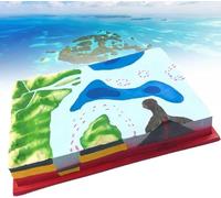 Geography Landform Model for Educational Use, Island Genesis Geology Demonstration Tool, 57x42x10cm, Clear Texture for Classroom Learning Display