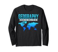 Geography Means The World for Me Earth Map Science Teacher Long Sleeve T-Shirt