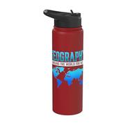 Geography Means The World for Me Earth Map Science Teacher Stainless Steel Insulated Water Bottle
