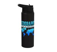 Geography Means The World for Me Earth Map Science Teacher Stainless Steel Insulated Water Bottle