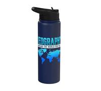 Geography Means The World for Me Earth Map Science Teacher Stainless Steel Insulated Water Bottle