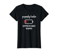Geography Teacher Summer Recharge Value Graphic T-Shirt, Women, Black, M
