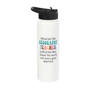 Geography Teacher Teaching Funny School Staff Appreciation Stainless Steel Insulated Water Bottle