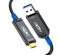GeoHN.G USB A to USB C Fiber Optic Cable 30M, 10Gbps Active Optical USB 3.2 Gen2 Cable with German SiliconLine Chip, Long Distance for Machine Vision, Logitech 4K Camera, VR/AR, Video Conference