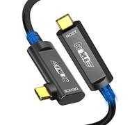 GeoHN.G USB C Fiber Optic Cable Right Angle 15M, 10Gbps Active Optical USB 3.2 Gen2 Cable with German SiliconLine Chip, Long Distance for Machine Vision, Logitech 4K Camera, VR/AR, Video Conference
