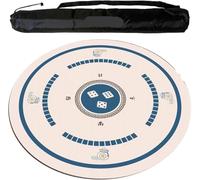GeOinQL Mahjong Table Mat, Round Mahjong Mat Non-Slip and Noise Reduction Mahjong Tablecloth(Blue,90cm/35.43in)