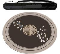 GeOinQL Mahjong Table Mat, Round Mahjong Mat Silent and Noise Reduction Mahjong Tablecloth(Coffee,85cm/33.46in)