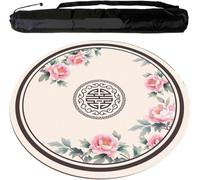 GeOinQL Mahjong Table Mat, Round Mahjong Mat Silent and Noise Reduction Mahjong Tablecloth(Creamy,70cm/27.55in)