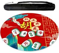 GeOinQL Mahjong Table Mat, Round Mahjong Mat Thickened and Noise Reduction Mahjong Tablecloth(70cm/27.55in)