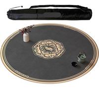 GeOinQL Mahjong Table Mat, Round Mahjong Mat Thickened and Non-Slip Mahjong Table Cover with Carrying Bag,(60cm/27.55in)