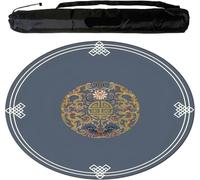 GeOinQL Mahjong Table Mat, Round Mahjong Mat Thickened and Non-Slip Mahjong Tablecloth(Dark Blue,85cm/33.46in)