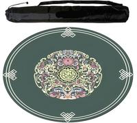 GeOinQL Mahjong Table Mat, Round Mahjong Mat Thickened and Non-Slip Mahjong Tablecloth(Green,70cm/27.55in)