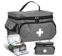 GEOKILO First Aid Bag, Empty, First Aid Sets Storage Bag, Medical Bag for Home, Portable and Lightweight Emergency Bag with Handle for GP Doctor, Hospice Visit, Travel Emergency Event, gray, Portable
