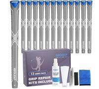 Geoleap ACX Golf Grips 13 Pack with Complete Regripping Kit -Reduced Taper & Triple Texture Non-Slip Design Golf Club Grips, High Shock-Absorbing Soft Feel Golf Grips for Men and women. (Grey, Jumbo)
