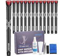 Geoleap ACX Golf Grips 13 Pack with Complete Regripping Kit -Reduced Taper & Triple Texture Non-Slip Design Golf Club Grips, High Shock-Absorbing Soft Feel Golf Grips for Men and women. (Black red