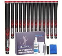 Geoleap Golf club Grip Set of 13- Soft Reduce Taper Design Provides High Traction and Performance,13 golf Grips with 15 Tapes or with All Repair Kits for Choice. (Jumbo, Black Red--Pro Kit(13 Grips