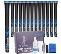 Geoleap Golf club Grip Set of 13- Soft Reduce Taper Design Provides High Traction and Performance,13 golf Grips with 15 Tapes or with All Repair Kits for Choice. (Jumbo, Black Blue--Pro Kit(13 Grips