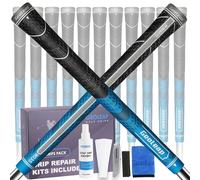 Geoleap Golf Club Grips - 13pcs Set, Standard/Midsize, Textured, All-weather Performance, Back Rib Technology, Includes 15 Tapes & Repair Kits