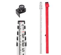 GEOLENI 16-Foot Aluminum Grade Rod- 10ths, 5 Sections Telescopic Leveling Bubble Level, Dual Side Telescopic Measuring Rod with Carrying Bag for Houses, Walls, Floors and Leveling Applications